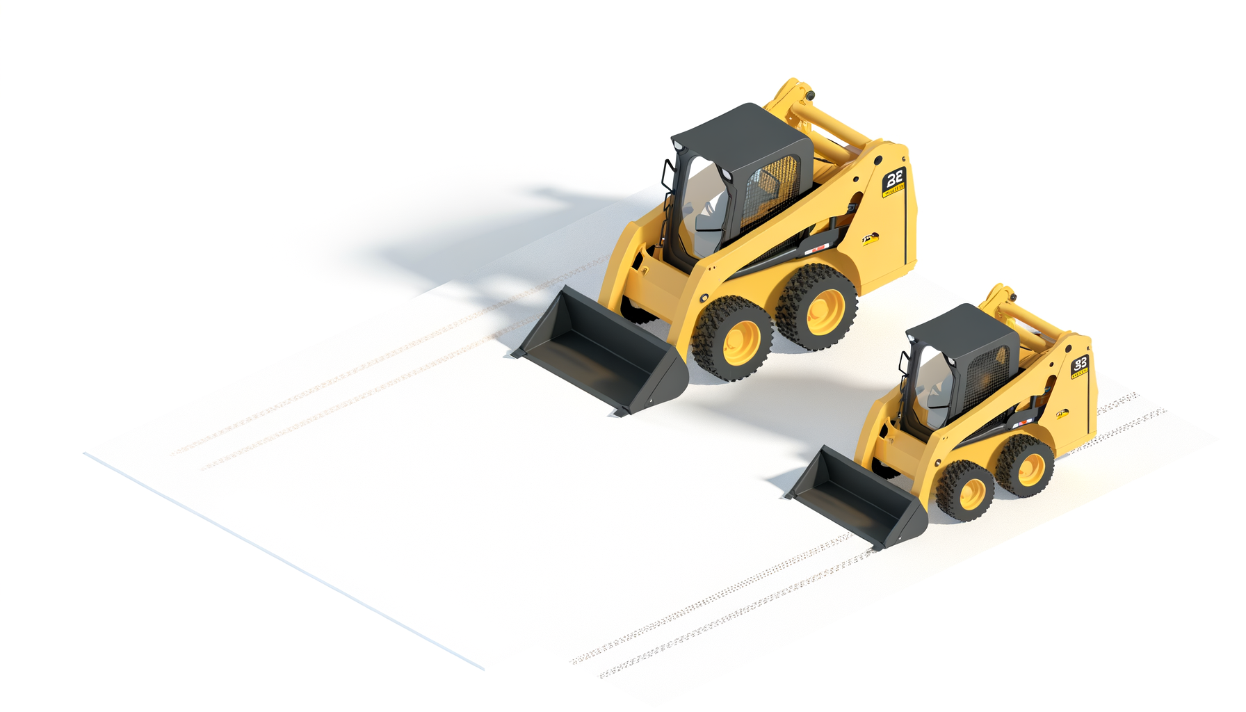Isometric comparison of Bobcat S650 and S770 skid steer loaders side by side
