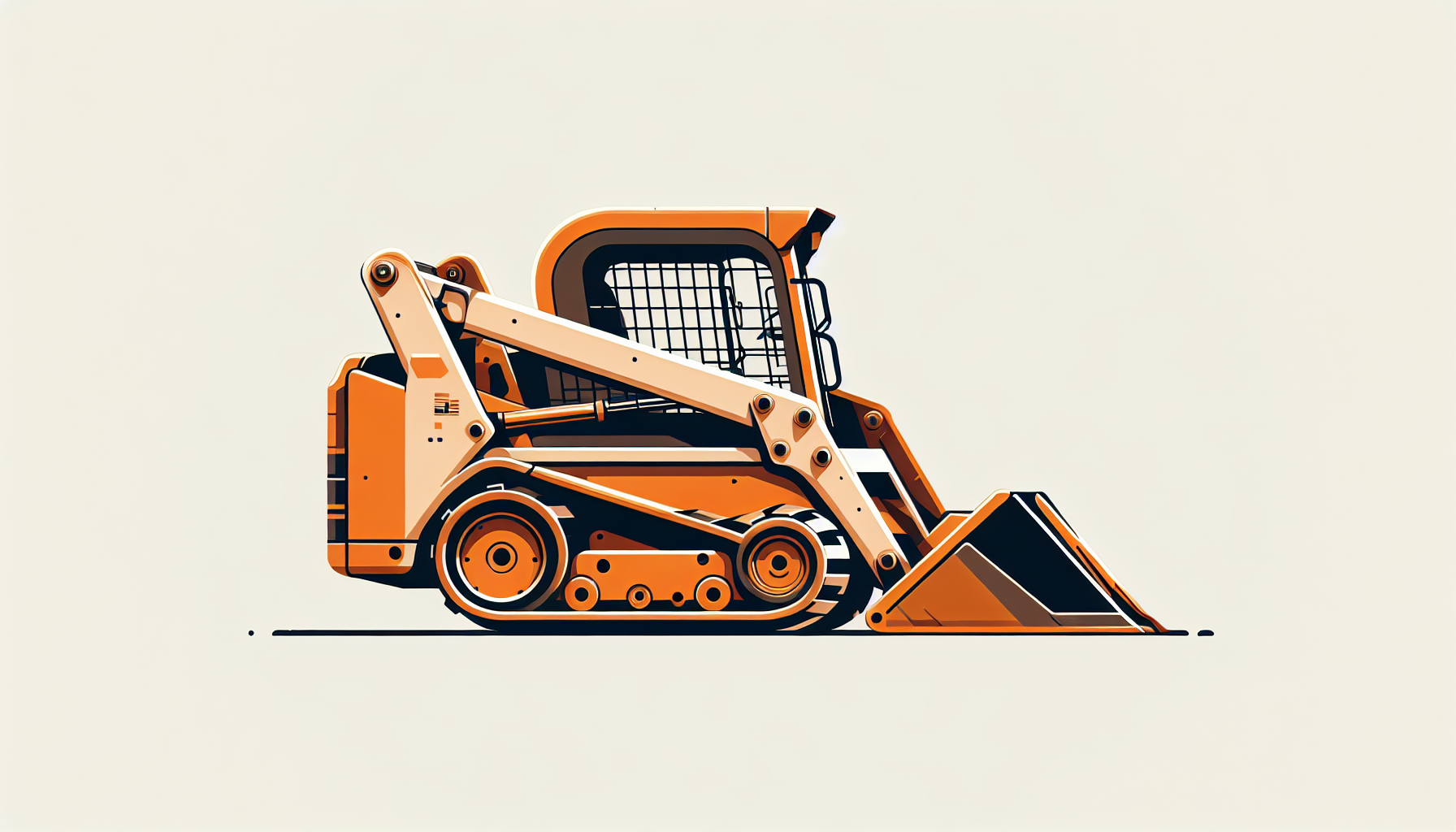 Used Kubota skid steer loader - orange compact equipment on white background